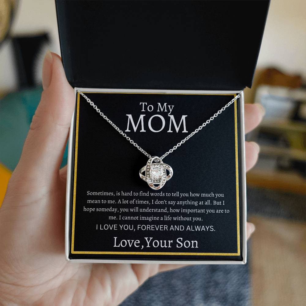 To My Mom Love, your Son! Love Knot Necklace! Mother's Day Gift