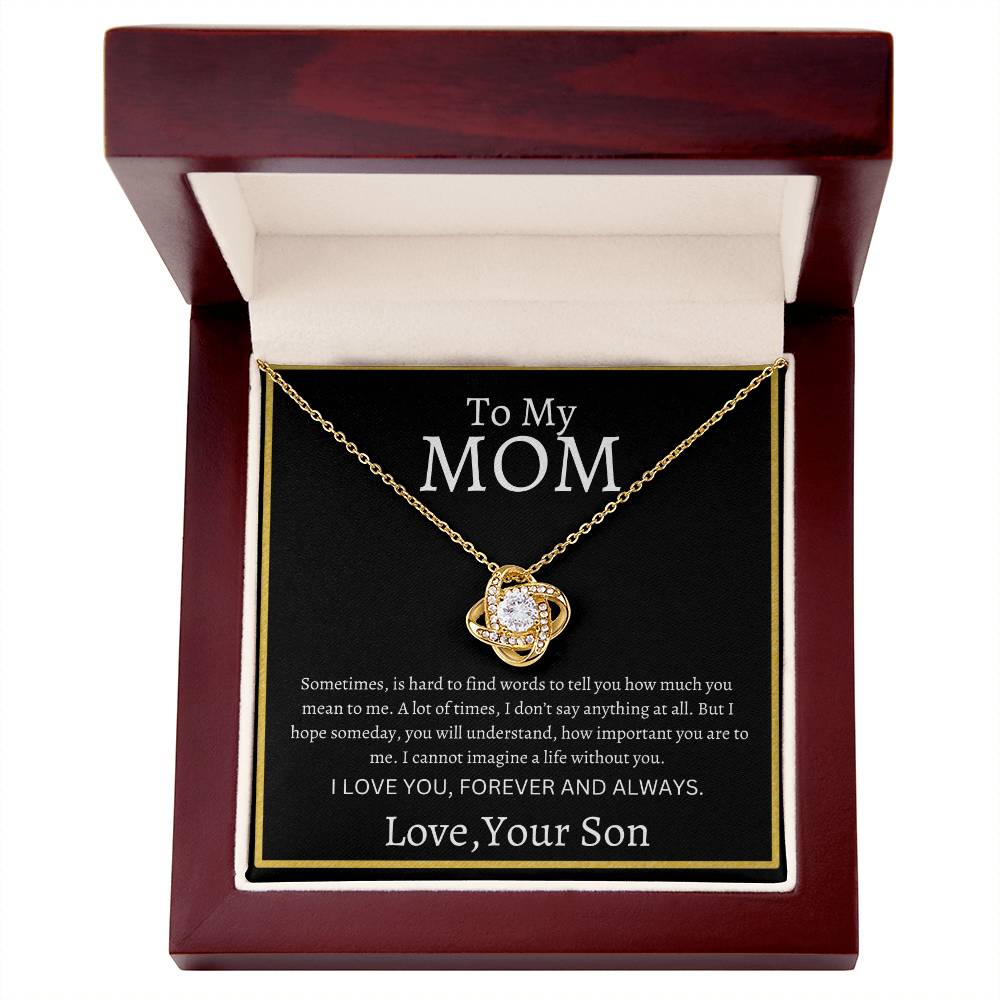 To My Mom Love, your Son! Love Knot Necklace! Mother's Day Gift