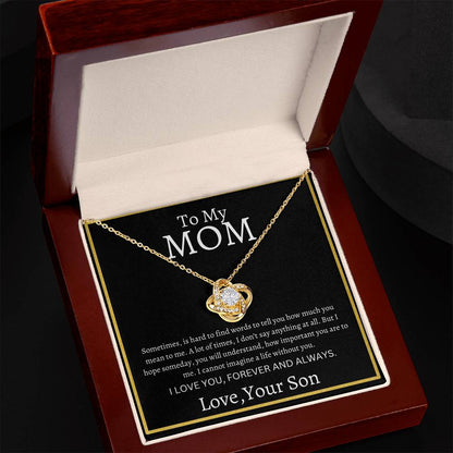 To My Mom Love, your Son! Love Knot Necklace! Mother's Day Gift