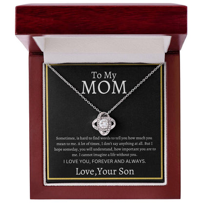 To My Mom Love, your Son! Love Knot Necklace! Mother's Day Gift